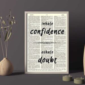 Confidence Doubt Inspirational Quote DICTIONARY ART PRINT Vintage Wall Decor Art